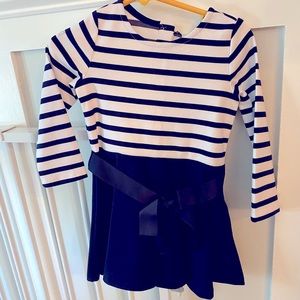 NWT Ralph Lauren Striped Top Bow Navy-White Dress